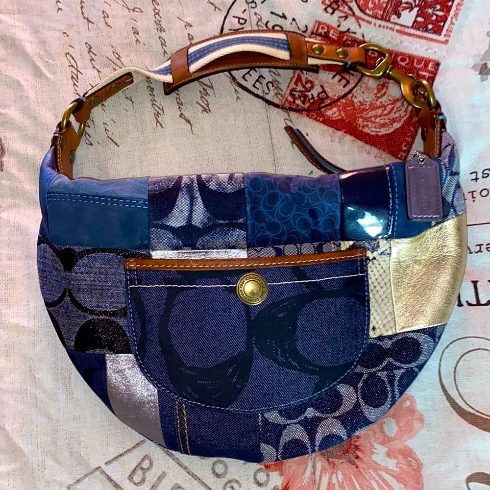 Coach Denim Indigo Patchwork Hobo Bag